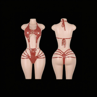 Combinaison rouge à sequins et lacets, style halter, tenue de danse exotique, dos nu, lingerie de scène pour boîte de nuit