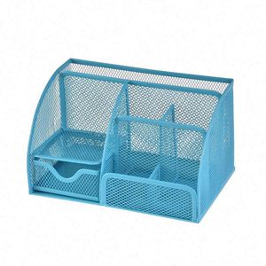 Organizador de Escritorio de Malla para Oficina en Casa, Escuela, Aula o Taller, con 6 Compartimentos y 1 Cajón, Portaplumas y Organizador de Papelería - Product Image 4