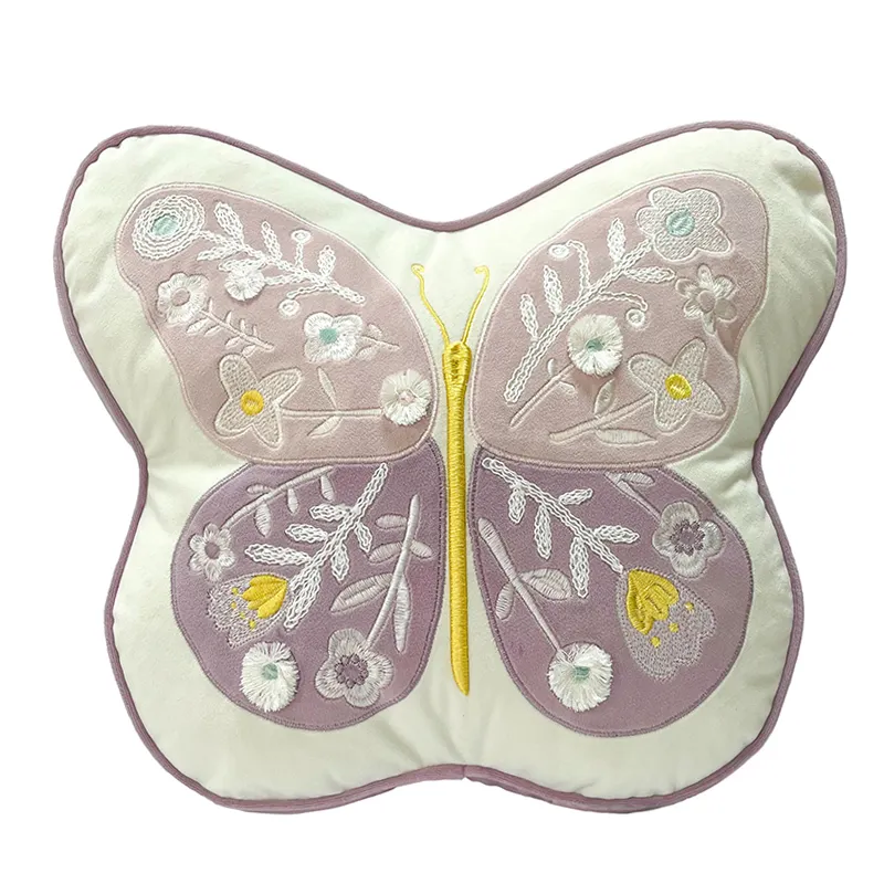 Cute Butterfly Designed Coxim Covers Animal Flower Pattern Bordado Pillow Cover para Sofá Cadeira Decoração de Casa