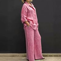 Produsen Pakaian Wanita YZ Grosir Set Katun 100% Modis Kasual Warna Solid Set Celana Wanita Set Dua Potong 5XL