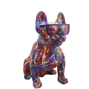 Kawaii Handmade Mini Pháp Bulldog Tượng Đầy Màu Sắc Phim Hoạt Hình Graffiti Thiết Kế Lãng Mạn Sơn Vườn Tác Phẩm Nghệ Thuật Chất Liệu Nhựa - Product Image 1