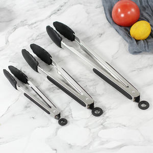 Gadget de cuisine, pinces de service de 7, 9, 12 pouces, pinces de cuisine pour aliments, pinces de cuisine en acier inoxydable avec embouts en <span class=keywords><strong>silicone</strong></span> - Product Image 5