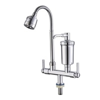 Robinet de cuisine monocommande eau froide en plastique, avec filtre céramique, design moderne et luxueux, douchette latérale chromée