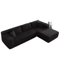 Ensemble de canapés modulaires en tissu velours en forme de L, design moderne, haute densité, meubles de salon avec ottoman