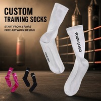 Calze da Allenamento Personalizzate, Ordine Minimo 2 Paia, Design Gratuito, Spesse e Imbottite, Antiscivolo, Lunghe per Palestra e Boxe, Vendita all'Ingrosso