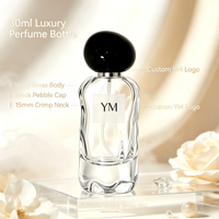 Lot de 100 flacons de parfum en verre ondulé de 30 ml, avec logo personnalisé, vaporisateur de luxe, bouchon en pierre noire, ensemble d'emballage