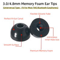 Embouts d'écouteurs en mousse à mémoire de forme de remplacement haut de gamme universels personnalisés de dernière conception avec un diamètre de trou de 3,0/4,8 mm pour écouteurs Bluetooth TWS