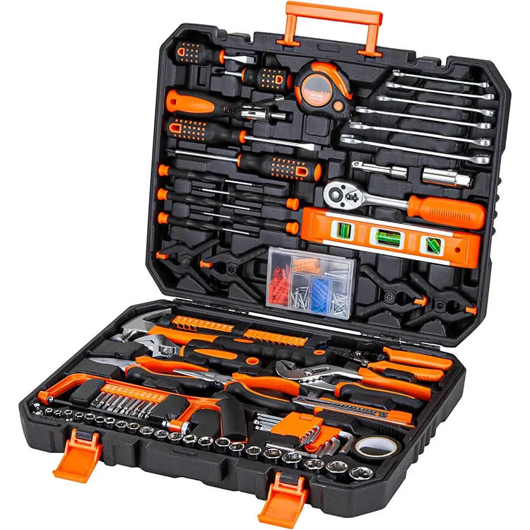 Juego de llaves de acero inoxidable profesional, kit de caja de herramientas con enchufe de garaje para taller mecánico