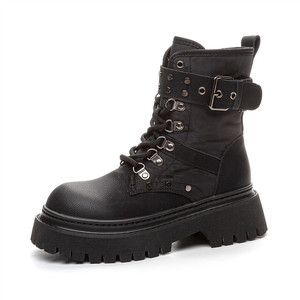 Botas Sofisticadas de Cuero Vacuno para Mujer, Diseño Impermeable con Cremallera Lateral para Desplazamientos al Trabajo y Exploración Urbana - Product Image 3