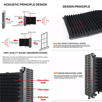 Écran d'isolation acoustique professionnel en métal 3/5 portes pour microphone – Accessoire léger anti-bruit pour studio d'enregistrement