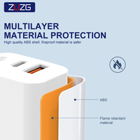 Chargeur portable ZUZG PD 35W+QC 3.0 à double port USB Type-C, protection contre les courts-circuits ignifuge pour téléphones mobiles, prise EU