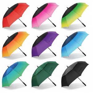 Golf <b>Umbrella</b> Blue Green OEM Wholesale Sublimated Semi-<b>Automatic</b> Windproof Straight Long Vented Travel Glass Fiber Ribs 136cm - Product Image 5