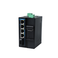 Switch Ethernet Industri 4 Port 100 Mbit/s Input DC Switch Jaringan RJ45 Switch Ethernet Din Rail