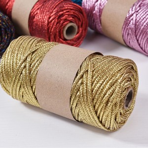 <span class=keywords><strong>Cordon</strong></span> en macramé tressé métallique 5 mm or et argent, corde souple couleur <span class=keywords><strong>champagne</strong></span> pour la fabrication de bijoux, le crochet et le tricot - Product Image 4