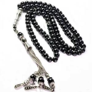 Tasbih de hematita mate pulido a mano de 8 mm, 99 cuentas, unisex, joyería religiosa de moda étnica musulmana, YASEEN - Product Image 1