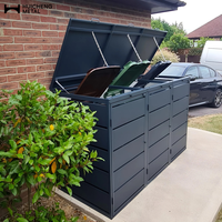 Bac de rangement à roulettes en aluminium antirouille à couvercle ouvert, avec bac intérieur amovible, résistant aux intempéries, pour extérieur