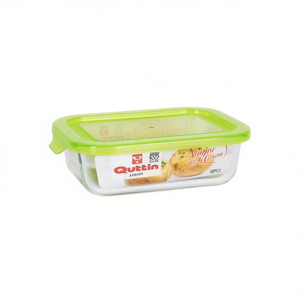 Contenedor Minimalista Rectangular de Vidrio Verde para Almacenamiento de Alimentos de 600cc, 17.8 x 13.5 cm, para Camping, con Diseño Impreso - Product Image 2