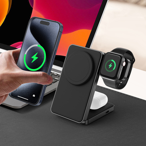 True 15W certificata 3 in 1 stazione di ricarica veloce per telefono cellulare supporto per caricatore magnetico Wireless in lega di alluminio - Product Image 3