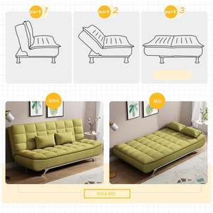 Moderno Sofá Cama Plegable de Madera Convertible e Inteligente para Pared, Muebles para Sala de Estar con Tapicería de Tela y Almacenamiento para Apartamento - Product Image 2