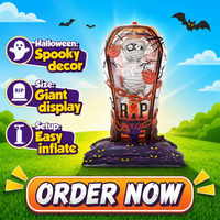 Nouveau Ballon 4D d'Halloween Effrayant en Forme de Squelette et de Colonne de Momie sur Base, Ballon en Aluminium en Gros