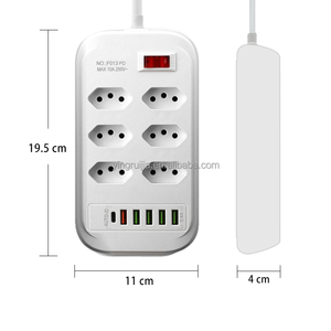 Bán hàng nóng bảo vệ quá tải Brazil Power Strip,6 cửa hàng Ổ cắm điện với USB một và USB C Cổng, đa cổng Adapter Ổ Cắm - Product Image 3