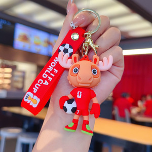 2026 worldcup Canada bóng đá Keychain dễ thương phim hoạt hình <span class=keywords><strong>Moose</strong></span> PVC Keyring | số lượng lớn Quà tặng khuyến mãi cho người hâm mộ & nhà sưu tập | bền - Product Image 1