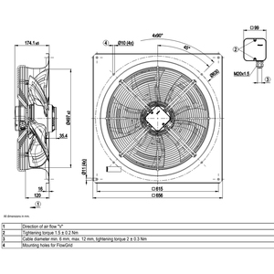 Ventiladores Axiales ebmpapst W4D500-GM03-01 de 500 mm, 720 W, 400 V CA, Ventiladores Eléctricos, Ventiladores para Aire Acondicionado, Ventiladores de Refrigeración Axiales, Ventiladores para Enfriadores - Product Image 3