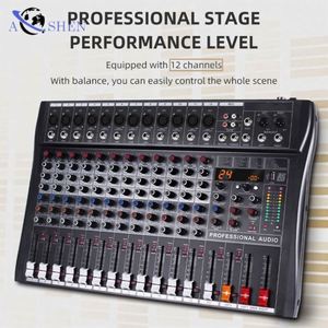 มิกเซอร์เสียงอเนกประสงค์ AOSHEN RX12-RTS ระดับมืออาชีพ 12 ช่องสัญญาณ 24-DSP 48V Phantom USB ตัวเครื่องโลหะ สำหรับคาราโอเกะและดีเจ - Product Image 2