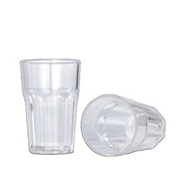 Vente en gros de gobelets à bière classiques en plastique PC transparents de 200 ml, forme octogonale, empilables, réutilisables, 100% conformes aux normes alimentaires