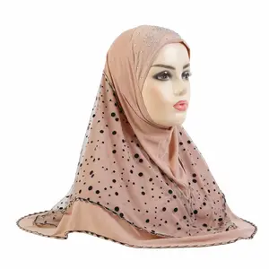 Fashion dotted mesh crystal hemp hot drill headscarf cross-border Hijab for Women Muslim Head Scarf