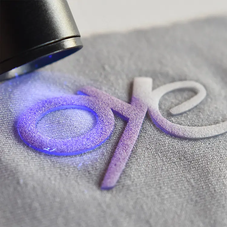 Parches de hierro en transferencia de calor letras 3D cambio de luz UV ropa parche personalizado etiquetas de ropa de silicona Logotipo de goma para ropa