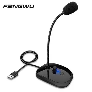 USB Desktop Gooseneck Microphone with Mute Button Volume Adjustment for Laptop Computer 360 Design for Recording