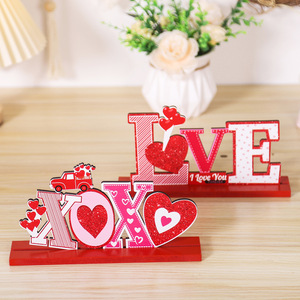 Ornement en bois en forme de cœur pour la Saint-Valentin, décoration de table 3D de taille moyenne, décoration intérieure, cadeau romantique - Product Image 3
