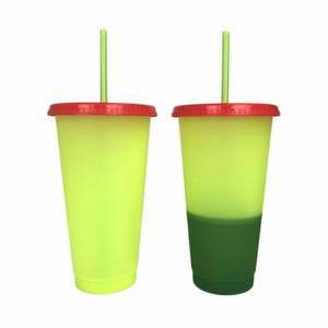 Mug à café en PP de 24 oz avec logo personnalisé, idéal pour la rentrée scolaire et les voyages, à changement de couleur magique dégradé, réutilisable, isolation thermique 6 heures, avec paille - Product Image 4