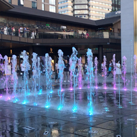 Grande fontaine d'extérieur à plancher sec avec éclairage décoratif, pour plaza et jardin, avec jets d'eau dansants, système de contrôle DMX512, en acier inoxydable