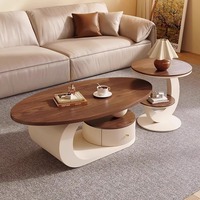 Juego de Mesa de Centro Moderno de Lujo Estilo Crema, Duradero, Combinación de Madera de Nogal, para Sala de Estar Pequeña