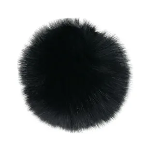fox fur ball pompom/ 100% real Fox Pom Pom Fur for hat with metal button detachable