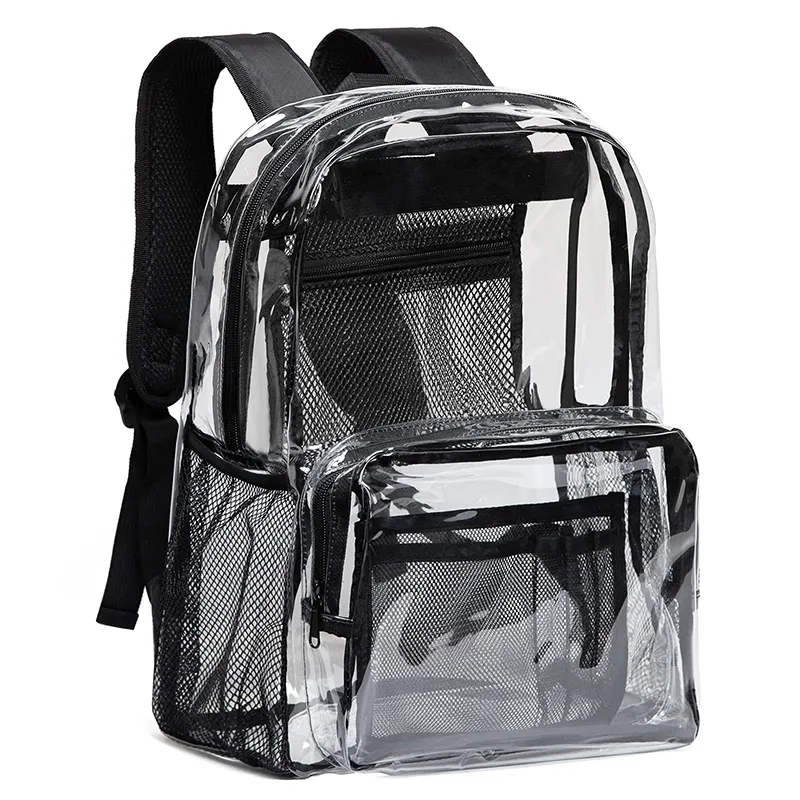 Custom Portable Fashion Design Men Women Kids Heavy Duty PVC Transparent Backpack School Bag