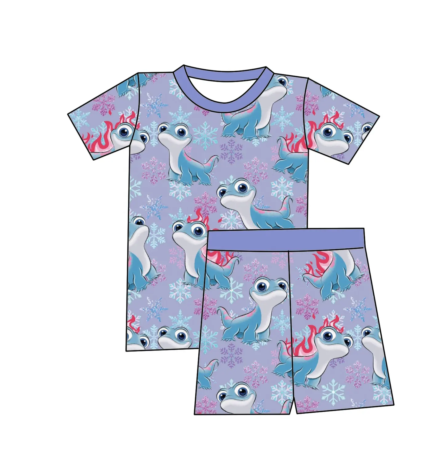 Liangzhe camiseta競争力のある価格新しい印刷男の子女の子スーツセットソフトバンブーベビーパジャマセット