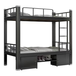 White Double Decker <b>Bed</b> 200X100Cm Metal Frame Dormitory <b>Bed</b> For Children And Adults - Product Image 3