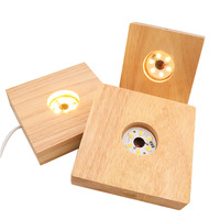 Lampe LED finie à la main avec base en bois, boule de cristal, sublimation, base lumineuse LED rechargeable en bois pour cadeau d'enfant, décoration de chambre