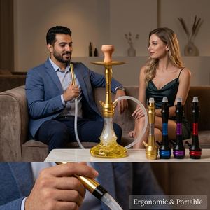 Chicha portable multi-couleurs, design moderne, base en verre jaune, en alliage d'aluminium, chicha élégante pour salon - Product Image 3