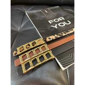 Cinturón Metálico para Usted con Hebilla de Marco Cuadrado, Estilo Casual, Hebilla de Aleación, Cinturones en Color Leopardo, Marrón y Negro - Product Image 3