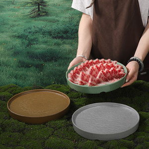 Olla caliente con champiñones salvajes, vajilla de estilo rústico, plato redondo de carne con doble pimienta, plato de carne con diseño de copo de nieve, plato creativo y fresco. - Product Image 2