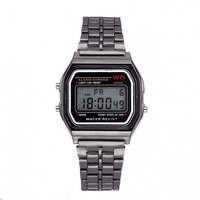 Jam Tangan Digital Retro Sport Grosir untuk Pria Wanita, Lampu LED, Bahan Alloy, Bentuk Kotak