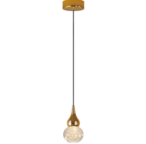 Luminaire suspendu créatif en forme de gourde dorée pour entrée, petit lustre réglable pour fond de grille, chambre à coucher, chevet - Product Image 5