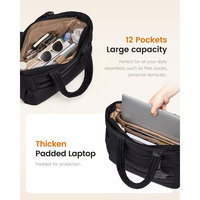 Sac fourre-tout OEM à 12 compartiments, imperméable, pour ordinateur portable, lavable, rembourré, avec poche pour gobelet, pour femmes, bureau, voyage