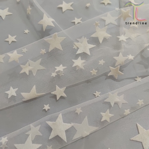 Tessuto in <span class=keywords><strong>Tulle</strong></span> Floccato con Stelle Colorate per Abiti - Product Image 3