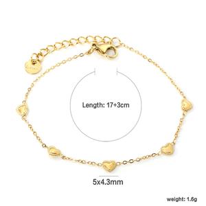 Pulsera de Cadena Chapada en Oro de 18K, Regalo de San Valentín, Joyería de Acero Inoxidable, Dijes Delicados, Pulsera con Corazón para Mujer - Product Image 3