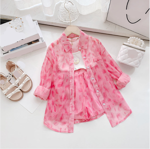 Completo Casual Autunnale per Bambine: Top a Canotta a Righe Rosa e Pantaloncini, Traspirante, alla Moda, per Primavera - Product Image 3